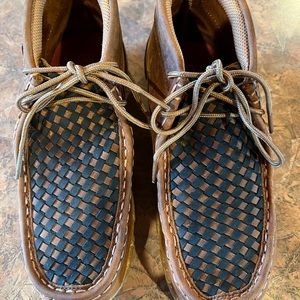 TWISTED X YOUTH CHUKKA DRIVING MOC - OILED SADDLE & MIDNIGHT Size 2 Only Wore 2X